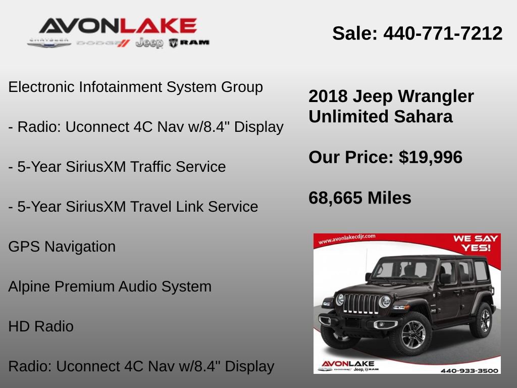 Used 2018 Jeep Wrangler Unlimited Sahara image 4