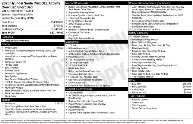 Used 2025 Hyundai Santa Cruz SEL AWD/4WD image 30