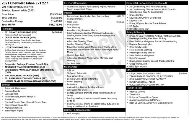 Certified 2021 Chevrolet Tahoe Z71 w/ Z71 Signature Package image 33