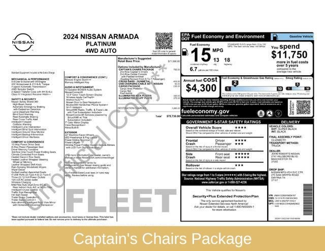 Used 2024 Nissan Armada Platinum w/ Captain's Chairs Package AWD/4WD image 2