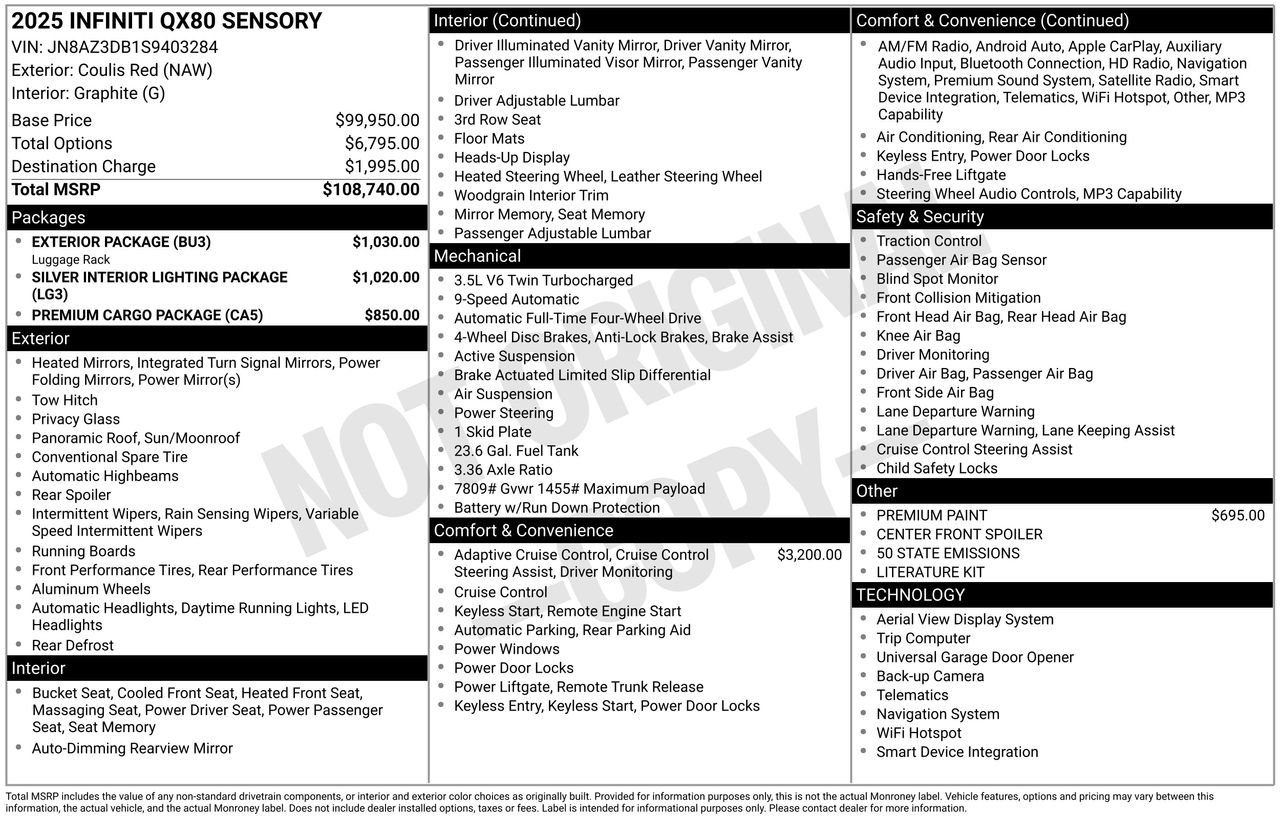 Certified 2025 INFINITI QX80 Sensory w/ Exterior Package image 35
