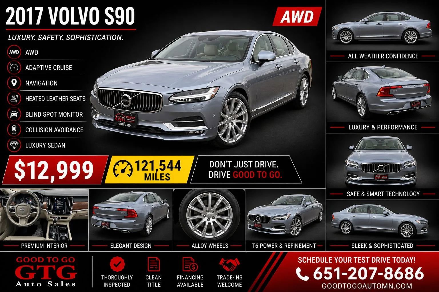 Used 2017 Volvo S90 T6 Inscription w/ Vision Package