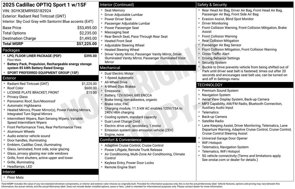 Certified 2025 Cadillac Optiq Sport 1 w/ LPO, Floor Liner Package AWD/4WD image 45