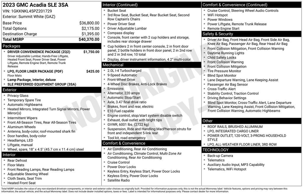 Certified 2023 GMC Acadia SLE w/ Driver Convenience Package FWD image 4