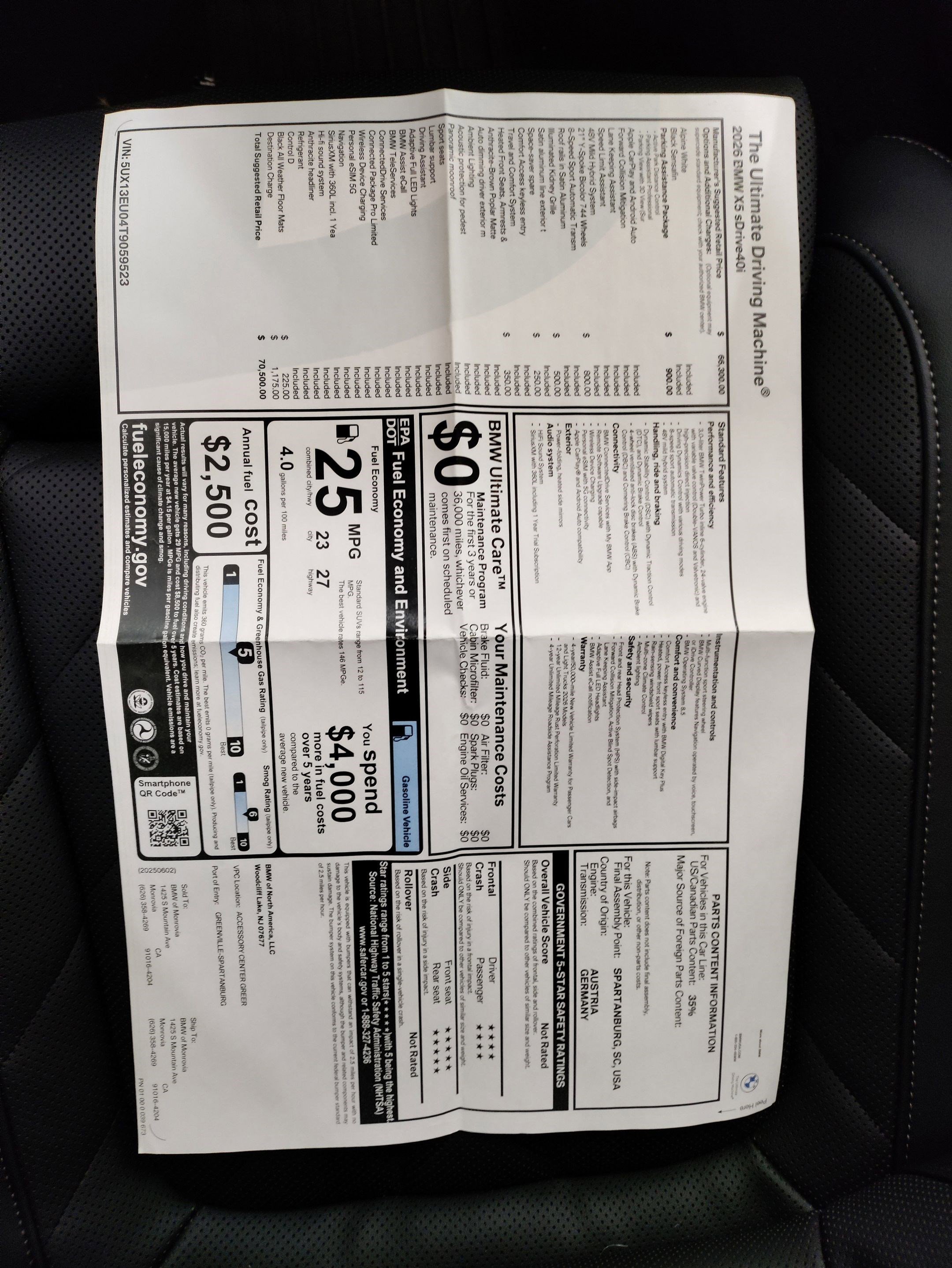 Used 2026 BMW X5 sDrive40i w/ Parking Assistance Package image 25