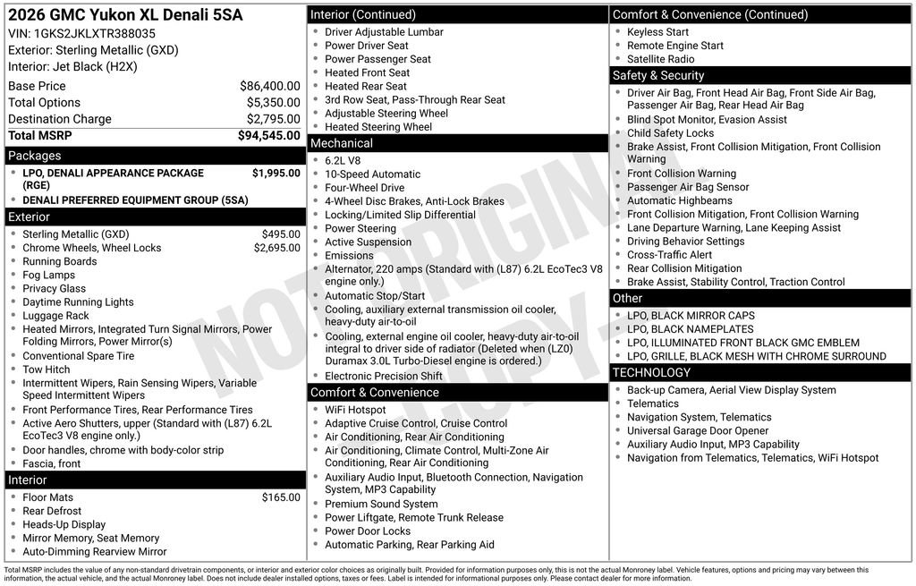 New 2026 GMC Yukon XL Denali AWD/4WD image 11