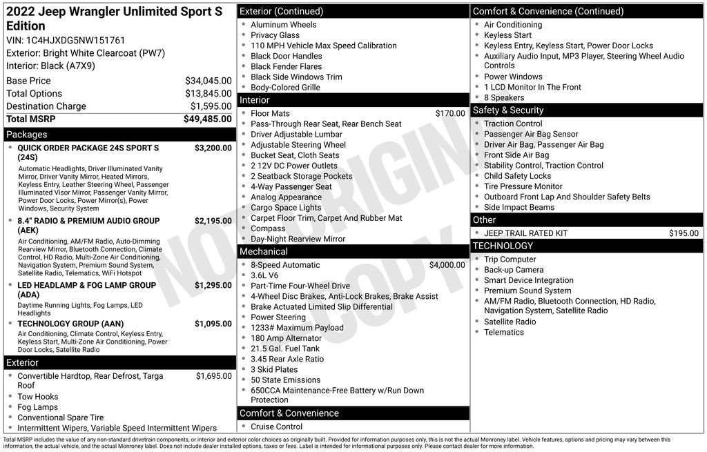 Used 2022 Jeep Wrangler Unlimited Sport AWD/4WD image 2
