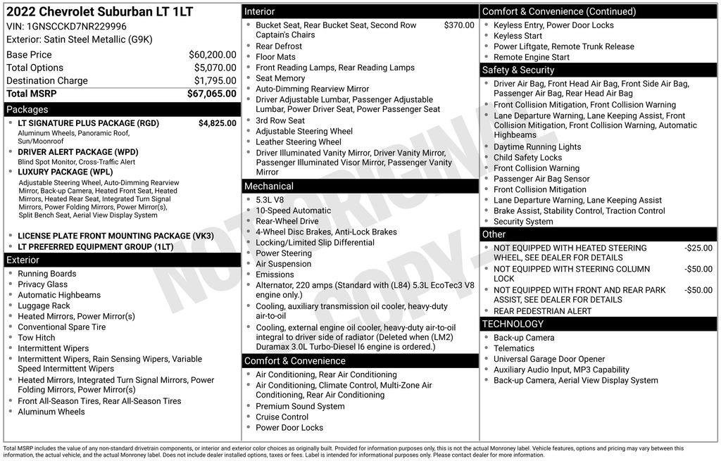 Used 2022 Chevrolet Suburban LT w/ LT Signature Plus Package RWD image 7