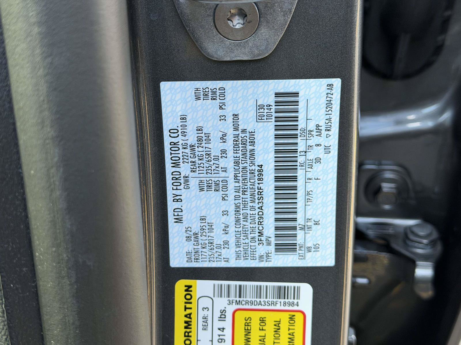 Used 2025 Ford Bronco Sport Badlands w/ Sasquatch Badlands Package AWD/4WD image 18