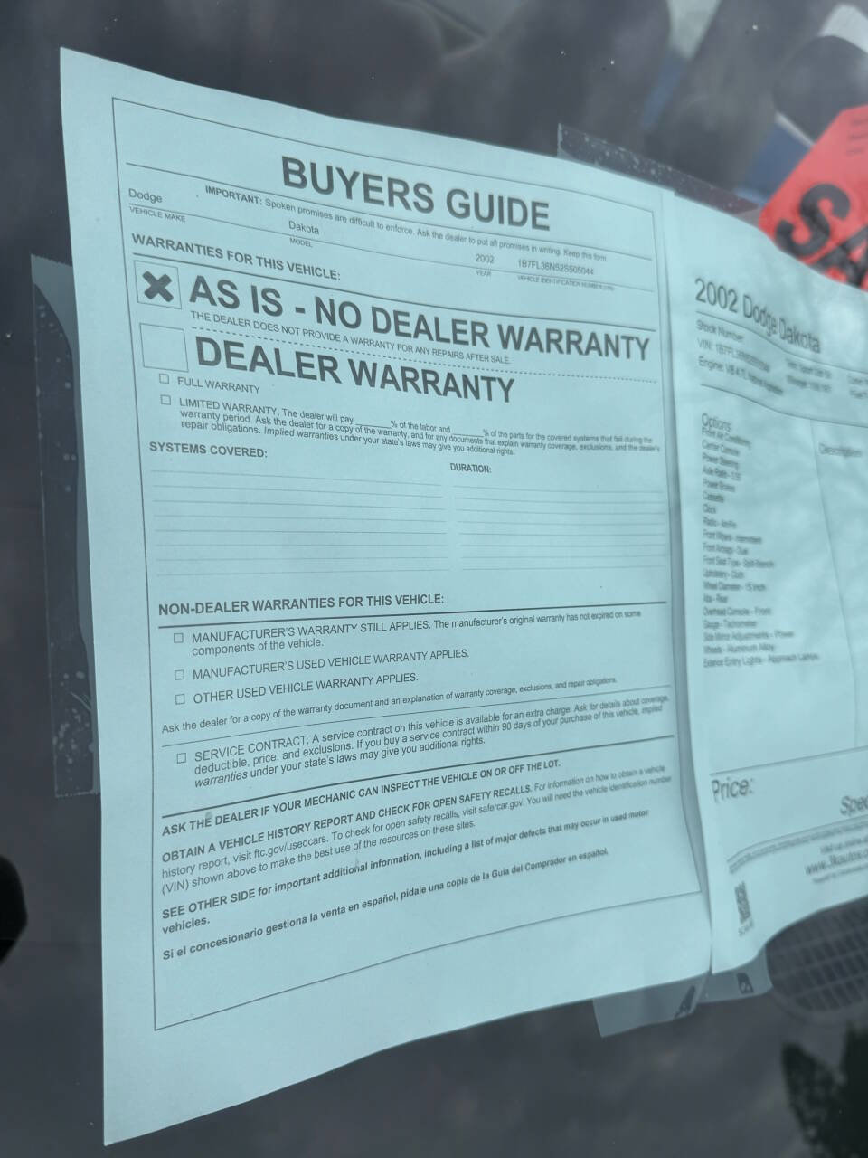 Used 2002 Dodge Dakota Sport image 8