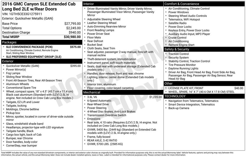 Used 2016 GMC Canyon SLE w/ SLE Convenience Package image 5