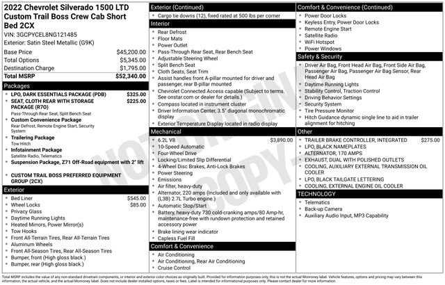 Used 2022 Chevrolet Silverado 1500 Custom Trail Boss w/ LPO, Dark Essentials Package AWD/4WD image 28