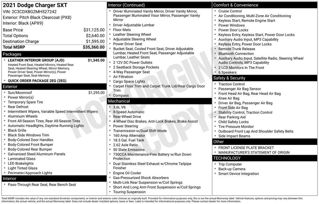 Used 2021 Dodge Charger SXT w/ Leather Interior Group image 10