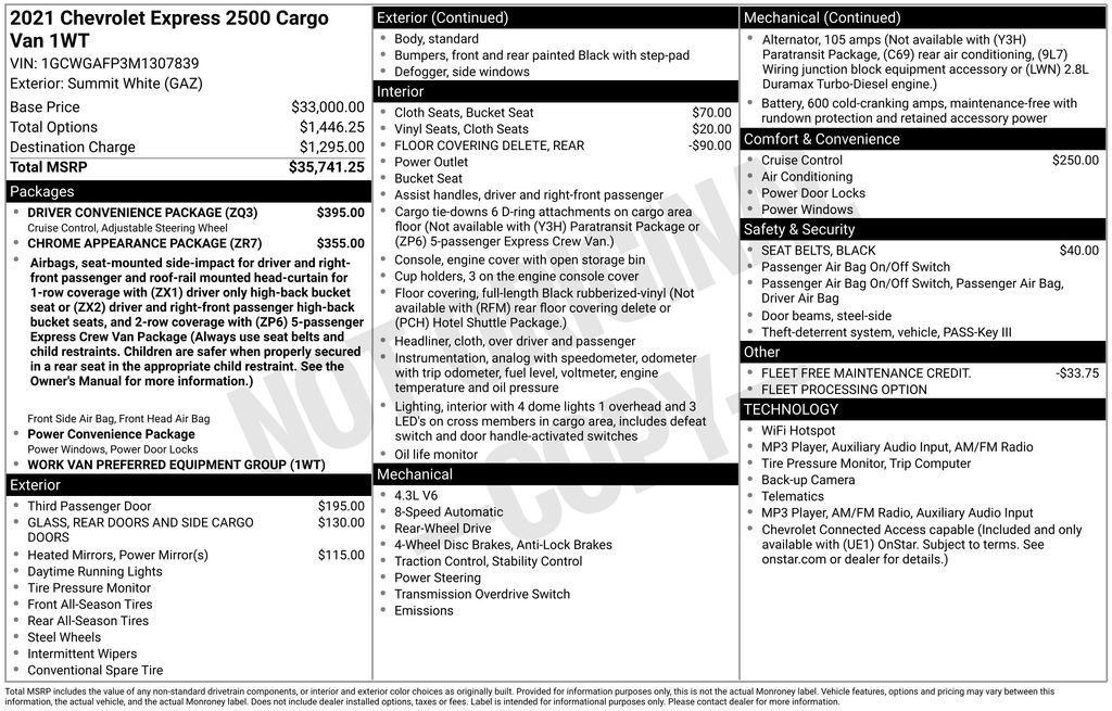 Used 2021 Chevrolet Express 2500 w/ Driver Convenience Package RWD image 18