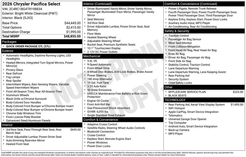 New 2026 Chrysler Pacifica Select FWD image 6