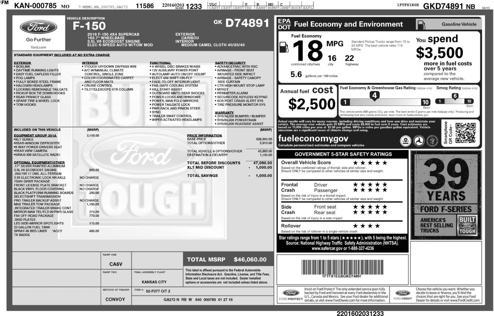 Used 2016 Ford F150 XLT w/ Equipment Group 301A Mid image 47