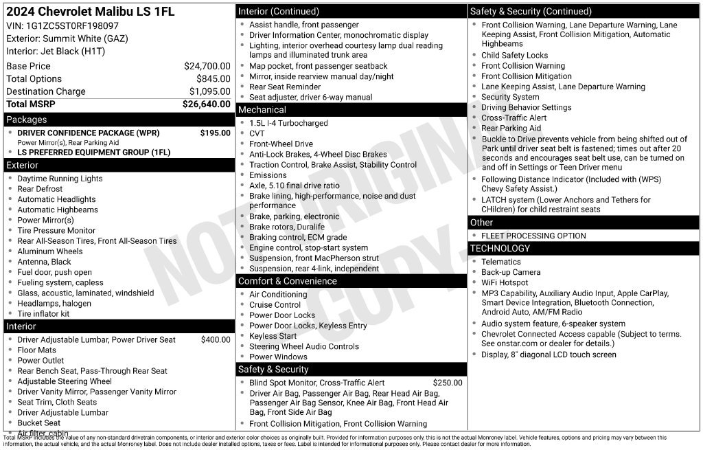 Used 2024 Chevrolet Malibu LS w/ Driver Confidence Package FWD image 55