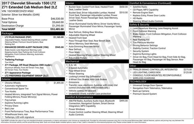 Used 2017 Chevrolet Silverado 1500 LTZ Z71 w/ LTZ Plus Package AWD/4WD image 32