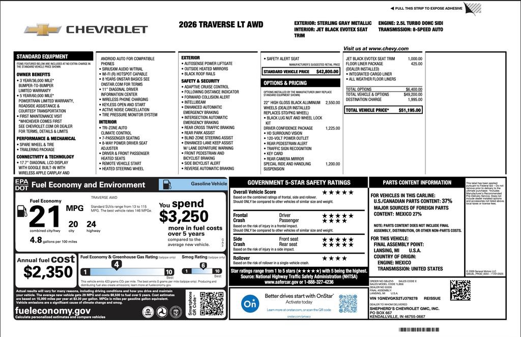New 2026 Chevrolet Traverse LT w/ Driver Confidence Package AWD/4WD image 2