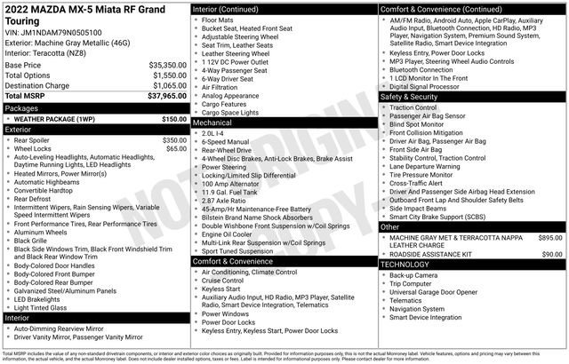 Used 2022 MAZDA MX-5 Miata RF Grand Touring w/ Weather Package image 20