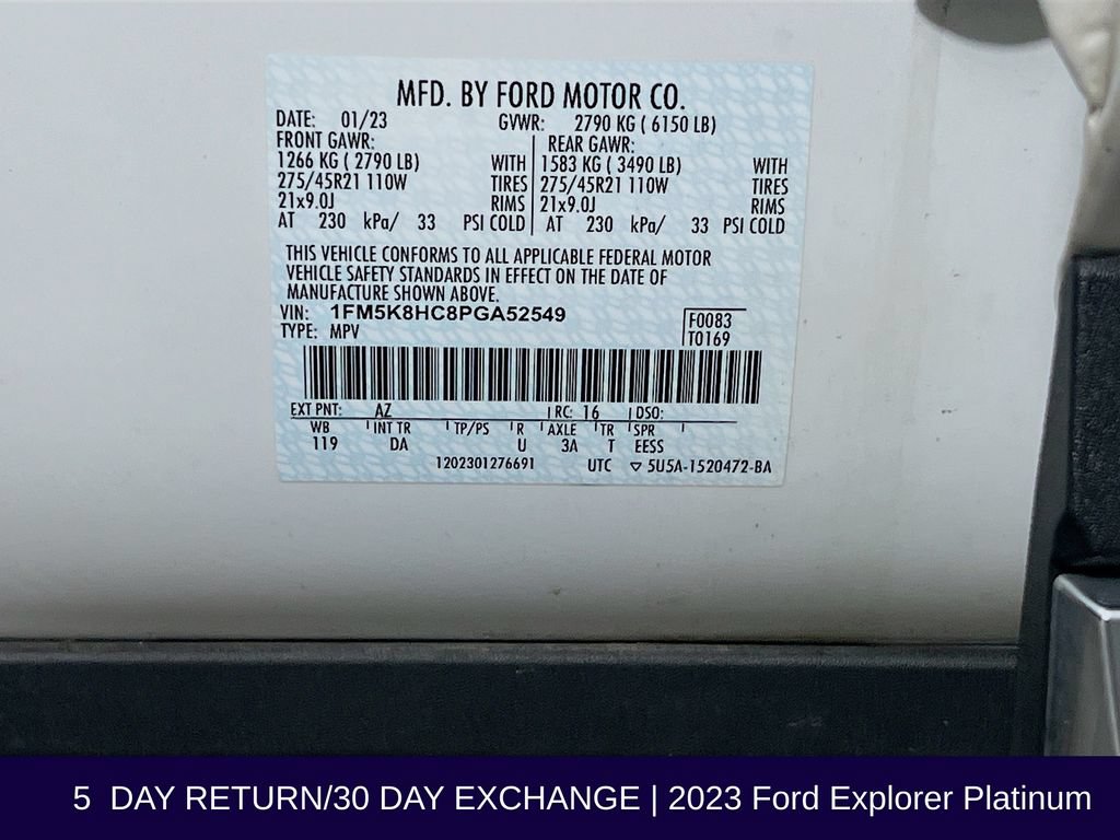 Used 2023 Ford Explorer Platinum w/ Technology Package AWD/4WD image 39