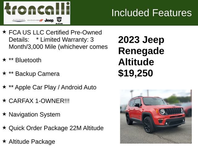 Certified 2023 Jeep Renegade Altitude AWD/4WD image 5