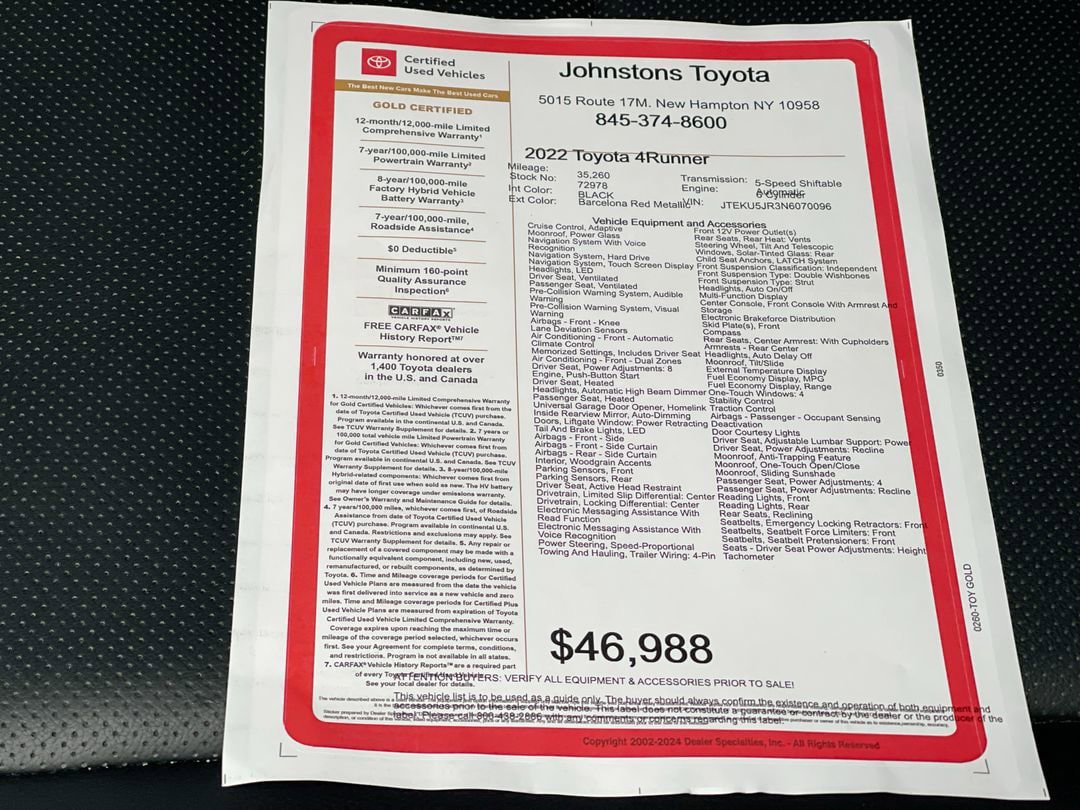 Certified 2022 Toyota 4Runner Limited AWD/4WD image 3