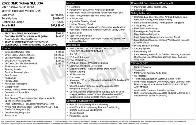 Used 2022 GMC Yukon SLE w/ Max Trailering Package AWD/4WD image 20