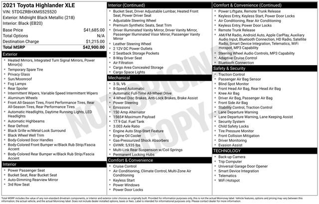 Used 2021 Toyota Highlander XLE image 39