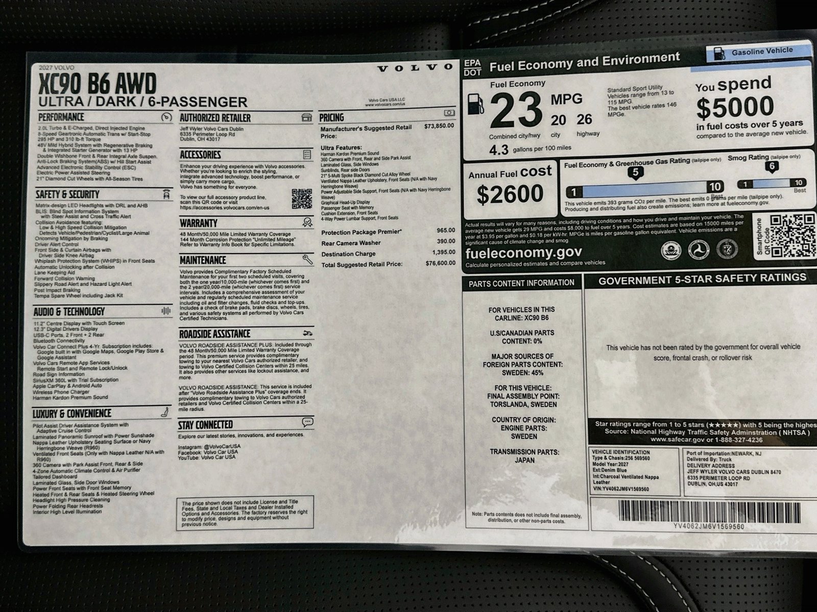 New 2027 Volvo XC90 B6 Ultra AWD/4WD image 48