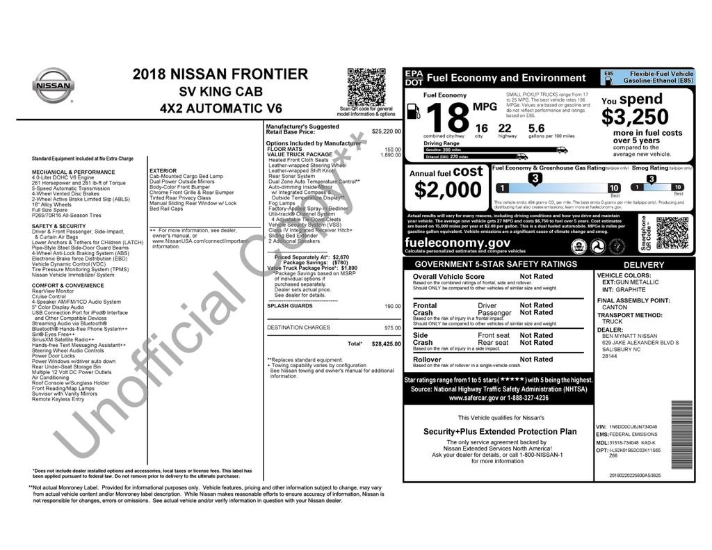 Used 2018 Nissan Frontier SV w/ Value Truck Package image 7
