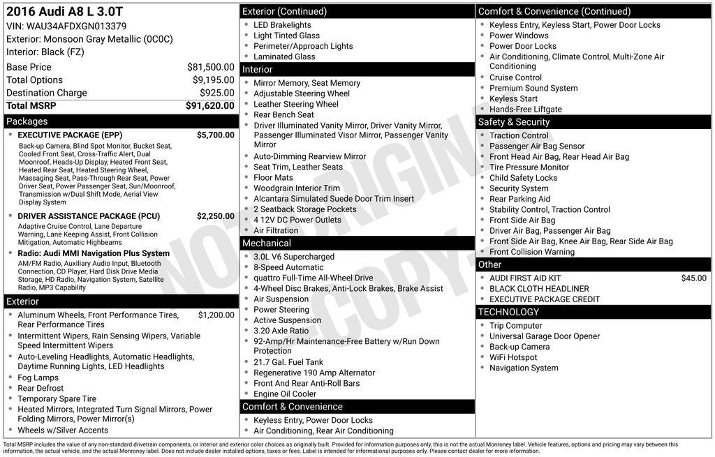 Used 2016 Audi A8 L 3.0T w/ Executive Package image 28