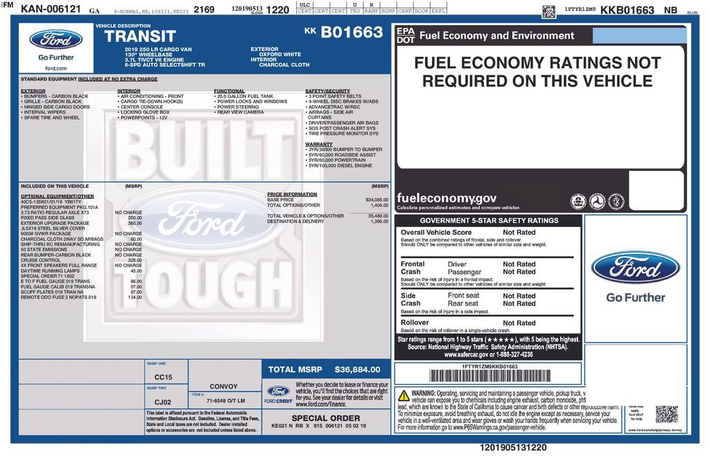 Used 2019 Ford Transit 250 130 Low Roof w/ Exterior Upgrade Package RWD image 10