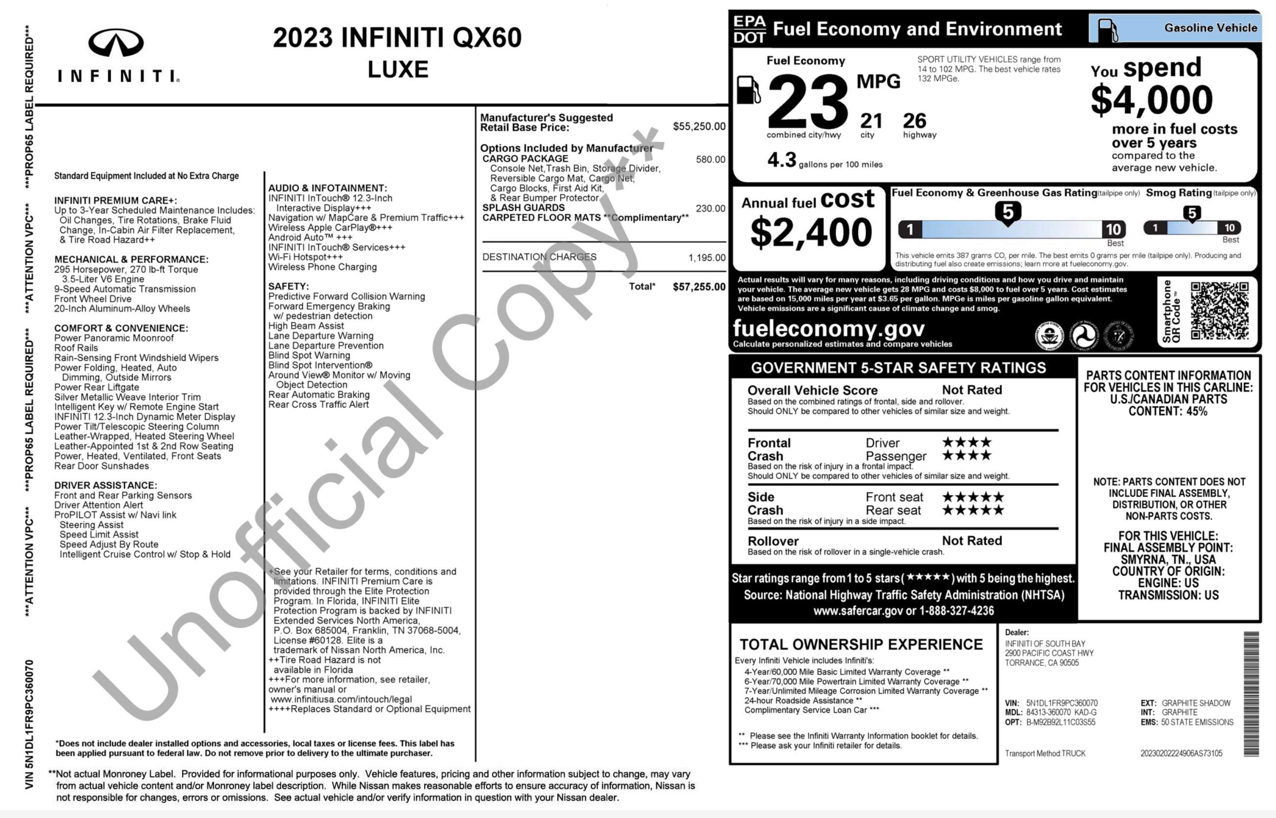 Used 2023 INFINITI QX60 Luxe w/ Cargo Package FWD image 14