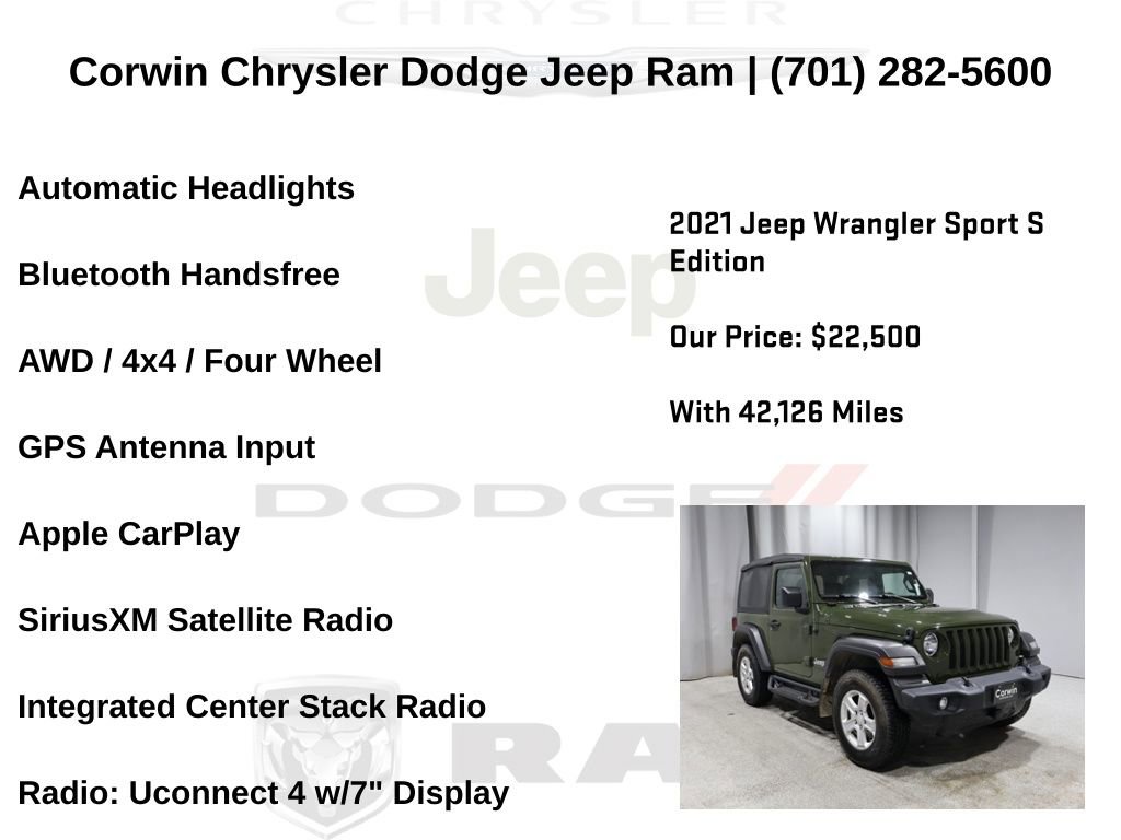 Certified 2021 Jeep Wrangler Sport S image 34