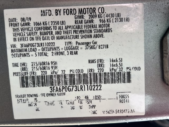 Used 2020 Ford Fusion S FWD image 36