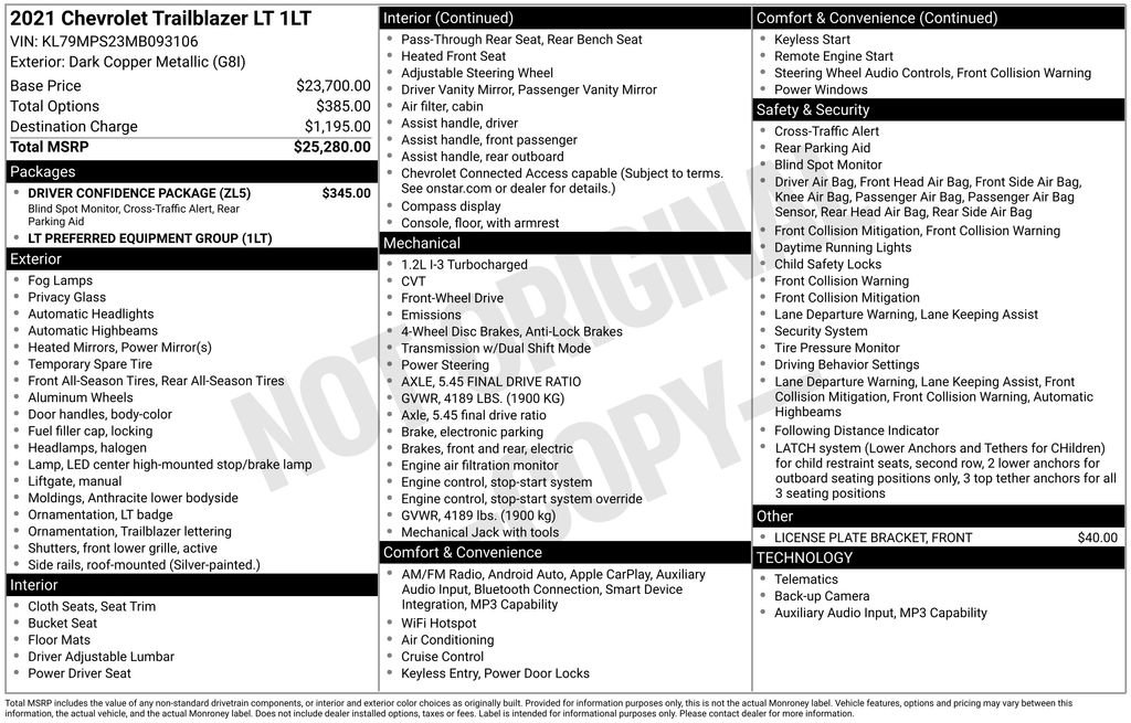 Certified 2021 Chevrolet TrailBlazer LT w/ Driver Confidence Package FWD image 41