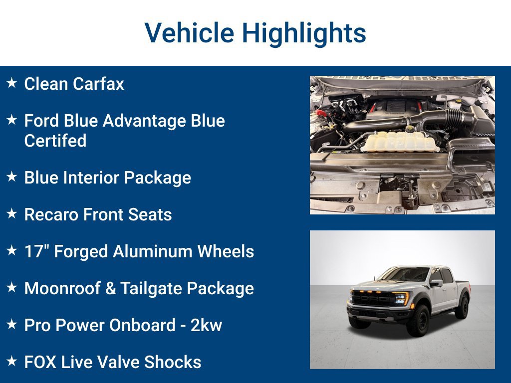 Certified 2023 Ford F150 Raptor w/ Blue Interior Package AWD/4WD image 3