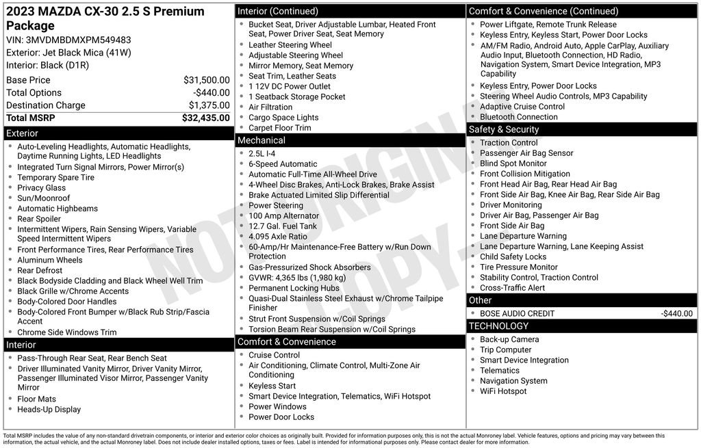 Certified 2023 MAZDA CX-30 AWD 2.5 S w/ Premium Package image 29
