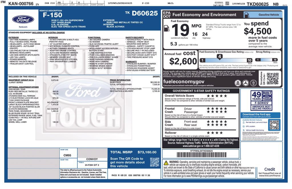 New 2026 Ford F150 Lariat w/ Equipment Group 501A Mid AWD/4WD image 6
