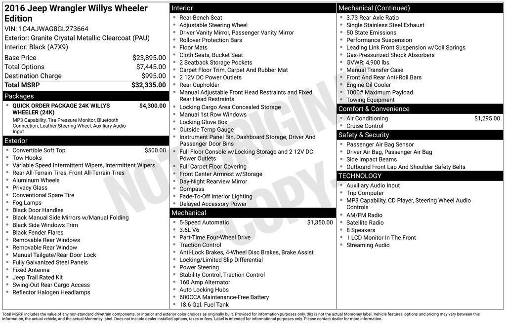 Used 2016 Jeep Wrangler Sport AWD/4WD image 6