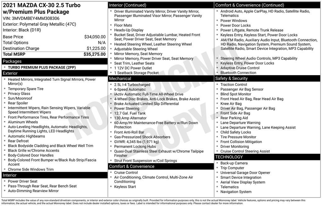 Certified 2021 MAZDA CX-30 2.5 Turbo w/ Premium Plus Pkg image 26