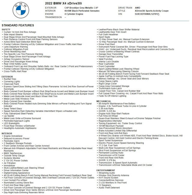 Used 2022 BMW X4 xDrive30i w/ M Sport Package 2 image 53