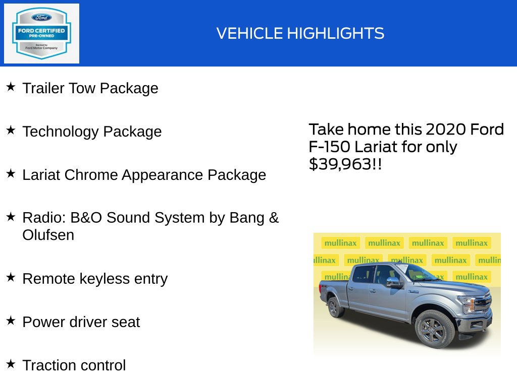 Certified 2020 Ford F150 Lariat w/ Equipment Group 502A Luxury AWD/4WD image 18