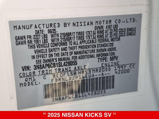 Certified 2025 Nissan Kicks SV AWD/4WD image 38