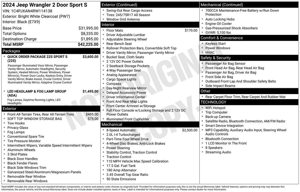 Used 2024 Jeep Wrangler Sport AWD/4WD image 7