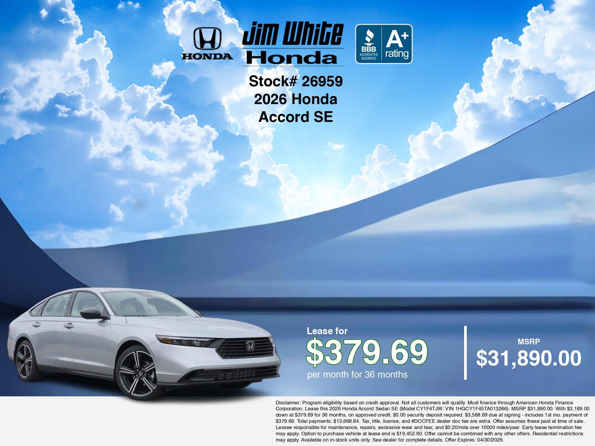 New 2026 Honda Accord SE image 3