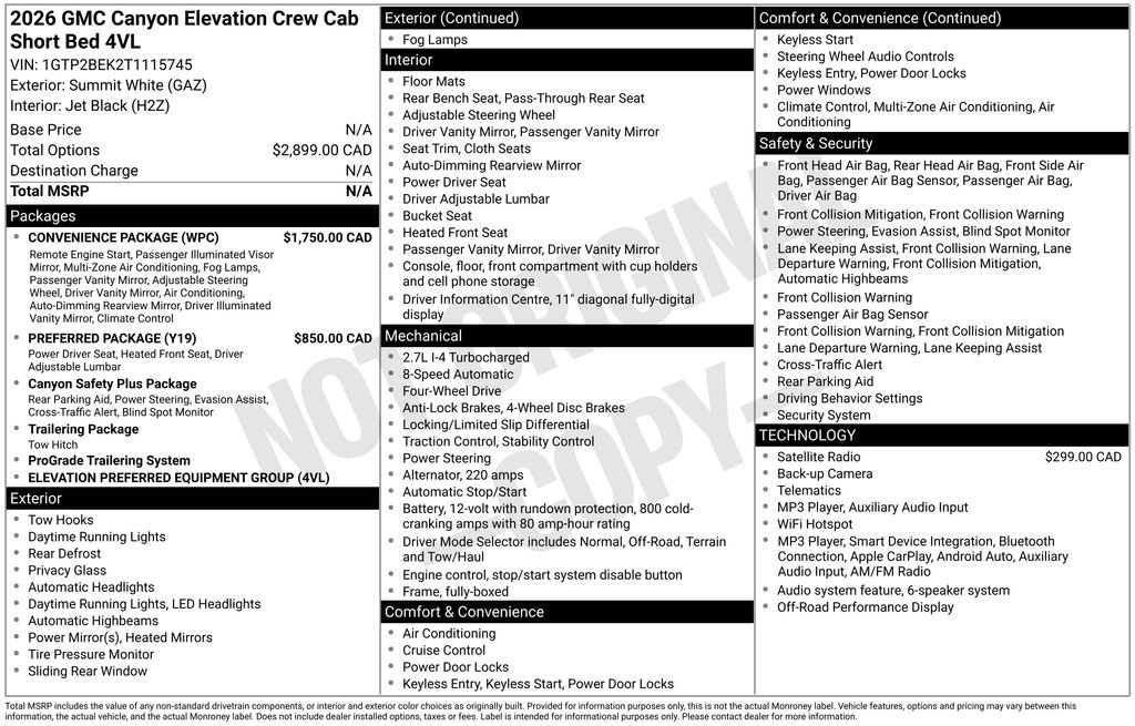 Used 2026 GMC Canyon Elevation w/ Convenience Package AWD/4WD image 25