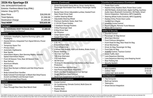 New 2026 Kia Sportage EX w/ EX Panorama Roof Package FWD image 31