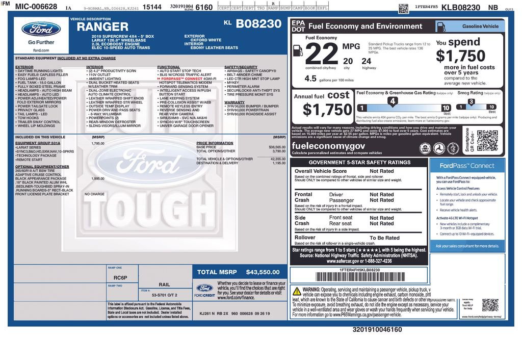 Used 2019 Ford Ranger Lariat w/ Black Appearance Package AWD/4WD image 4